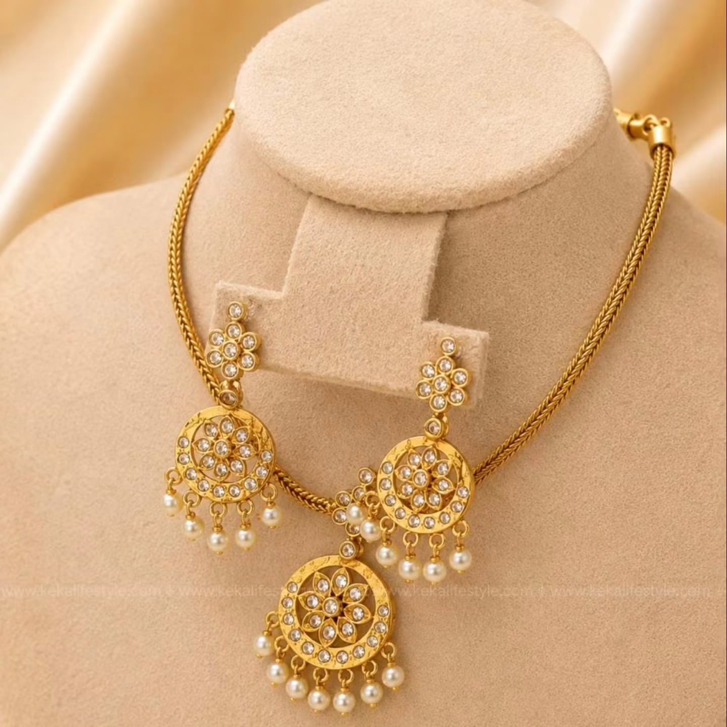 NGN0287 - White AD attigai with earrings