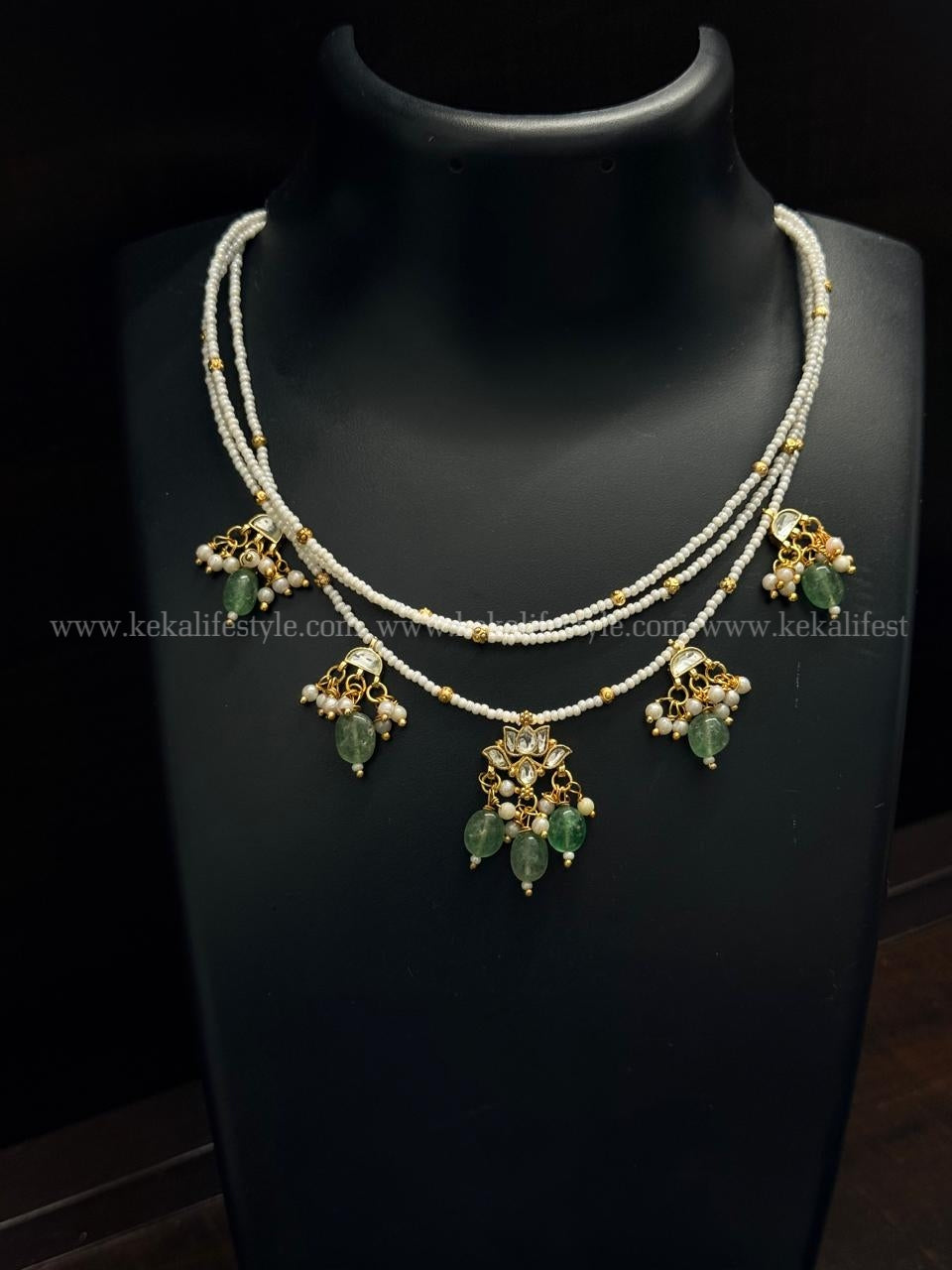 Premium quality jadau kundan pendants in sugar beads chain