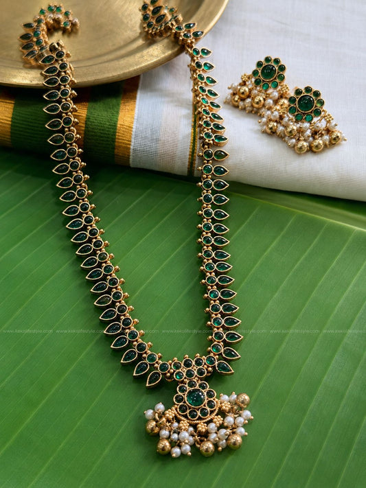 Long palakka haaram with earrings
