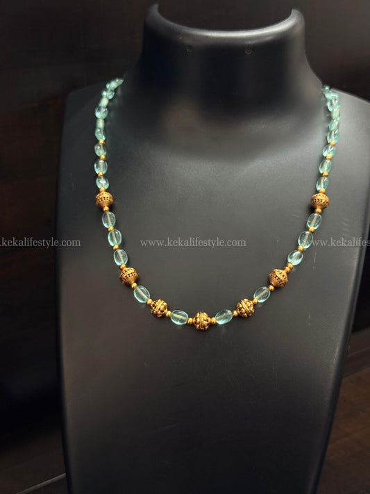 Pastel shade jade stone beads with nakshi beads necklace