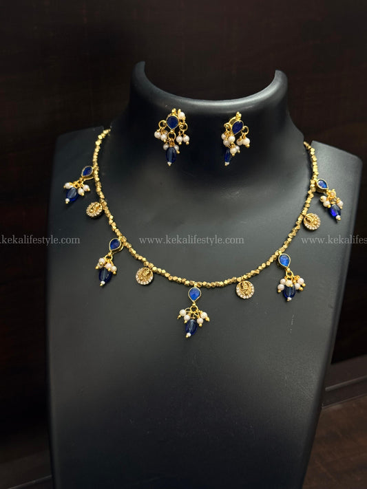 Small lakshmi coin with jadau kundan charms With Earrings
