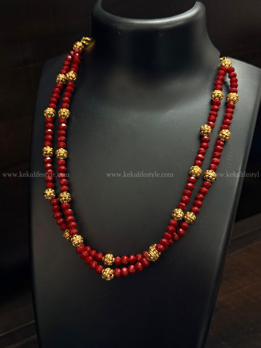 Double layer glass beads with nakshi beads necklace
