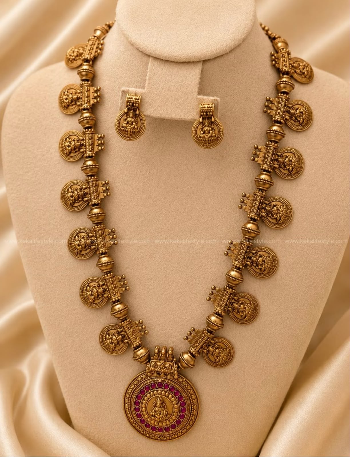 NGH0050 - Premium antique coin haaram with earrings