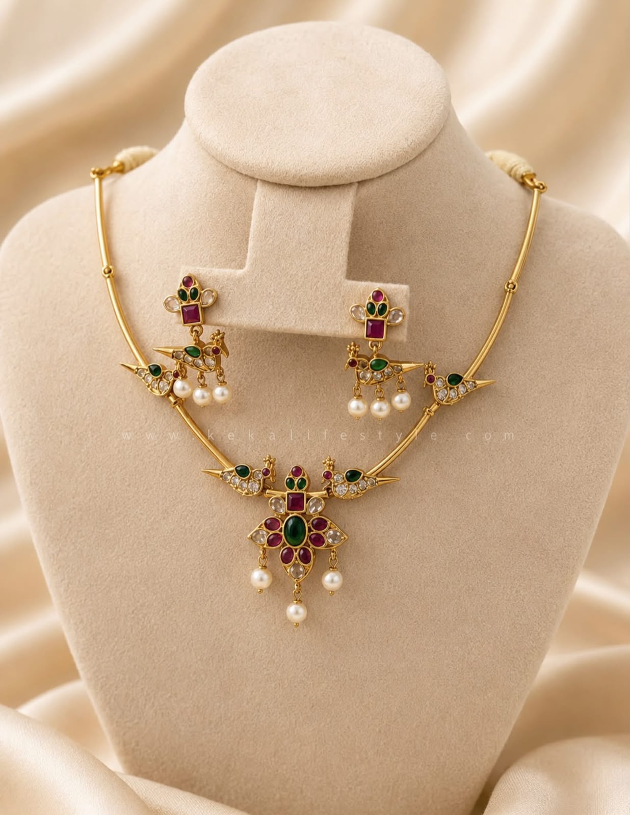 NGN0268 - White pearl hangings necklace with earrings