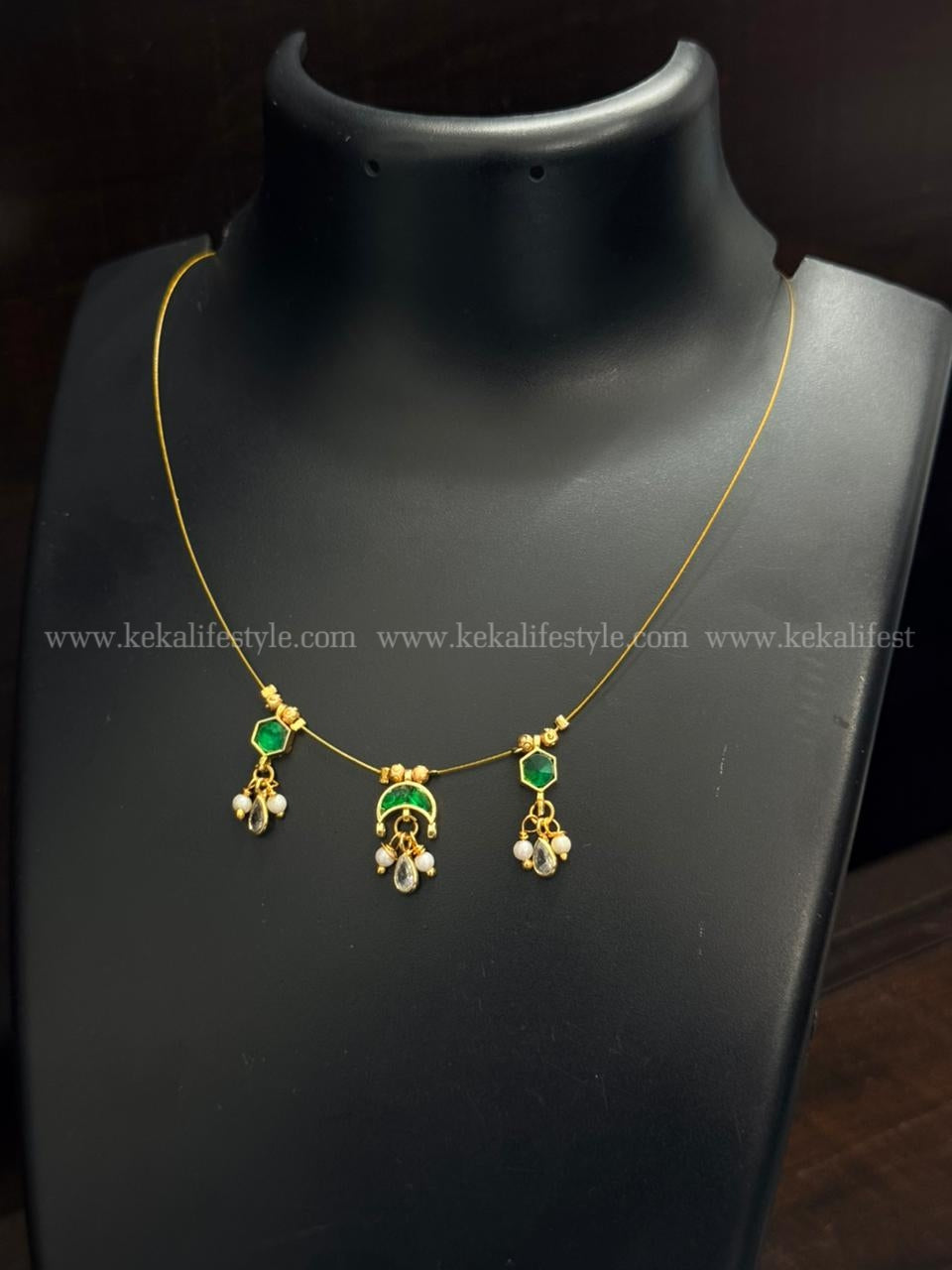 Jadau kundan green charms necklace