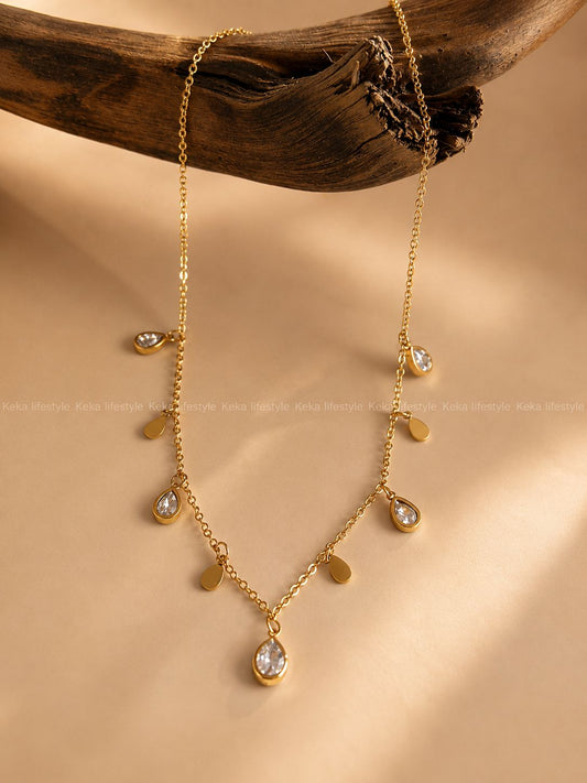 Anti tarnish premium quality daily wear chain with crytal drops.Product code: NA0019