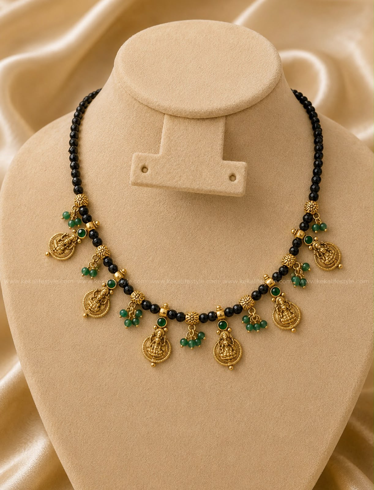 NH0300 - Lakshi coin with mint ghungroo necklace