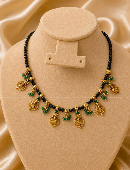 NH0300 - Lakshi coin with mint ghungroo necklace